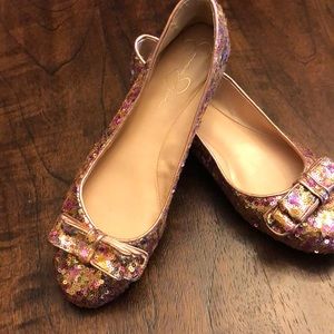 Jessica Simpson rainbow sequin shoes